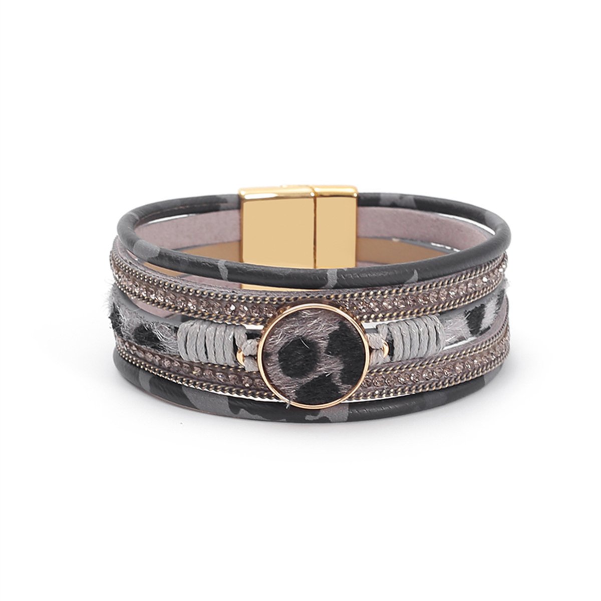WYBU-Bracelets léopard à quatre Styles pour femmes, filles adolescentes, multicouche, large, Animal, imprimé guépard, Bracelet en cuir, bijoux: Vert foncé