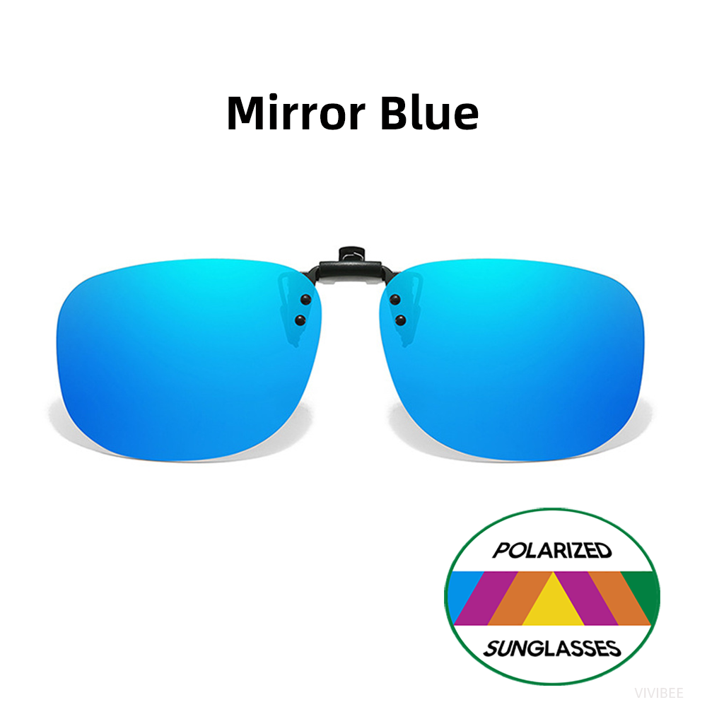 VIVIBEE Flip Up Clip On Sunglasses Polarized Men Square UV400 Photochromic Night Vision Women Classic Mirror Clips: WHITE / black