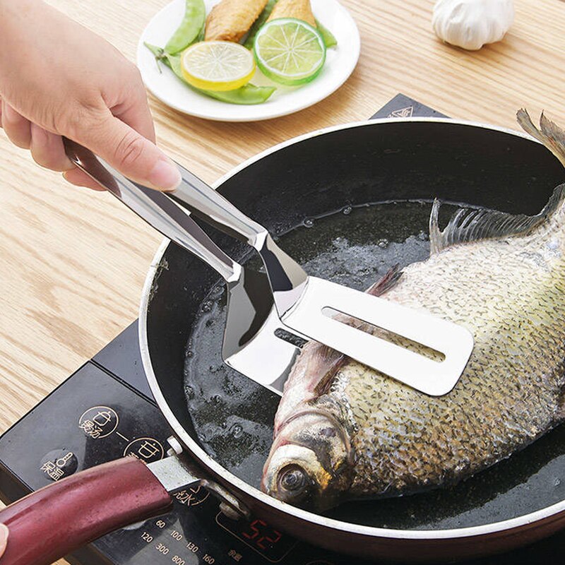 304 stekespade klips i rustfritt stål stekt fisk pizza biff spader hjemme kjøkken pannekaker steke fisk spade gaffel verktøy