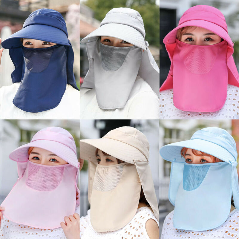 Women Anti-UV Sun Hat Outdoor Cap Wide Brim Neck Face Flap Protective Hiking Protect Cap