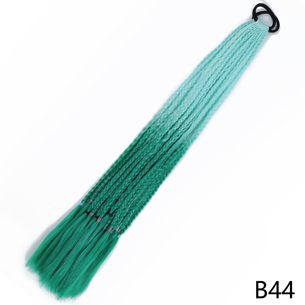 AZQUEEN-coleta trenzada sucia de Color degradado sintético, banda de goma elástica de 60CM, extensiones de cabello trenzado de cola de poni para niñas