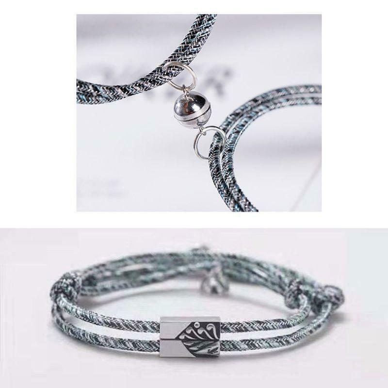 2Stck Paar Armbinde Liebe Zeichen Freundschaft Seil Geflochtene Abstand Magnetische Schmuck für Liebhaber Freunde Schwestern THJ99