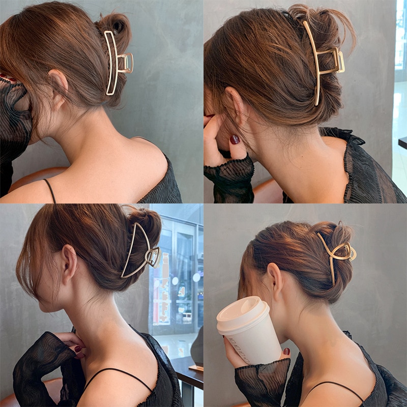 Vrouwen Elegante Gouden Holle Geometrische Metalen Haarklauw Vintage Haarspeldjes Hoofdband Haarspeld Haar Krab Haaraccessoires