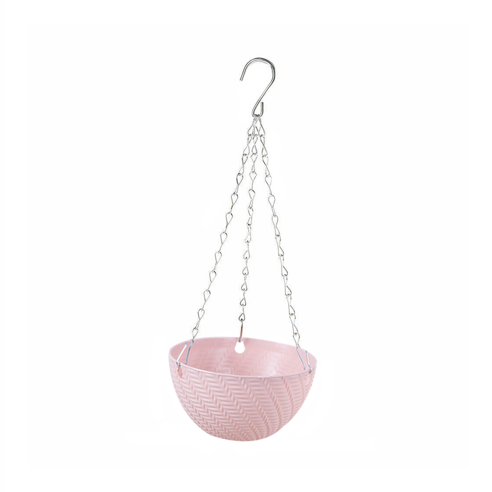 1 pcs Plant Chain Basket Hanging Garden Flower Pot Home Plastic Planter Decoration: Light Pink