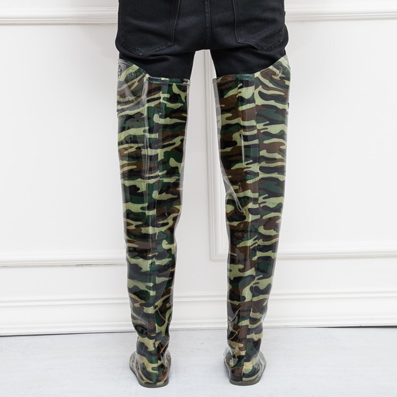 Saut en hauteur 80cm Camouflage bottes de pêche 0.55mm PVC intégré sans couture combinaison bottes de pêche respirant bottes de pêche