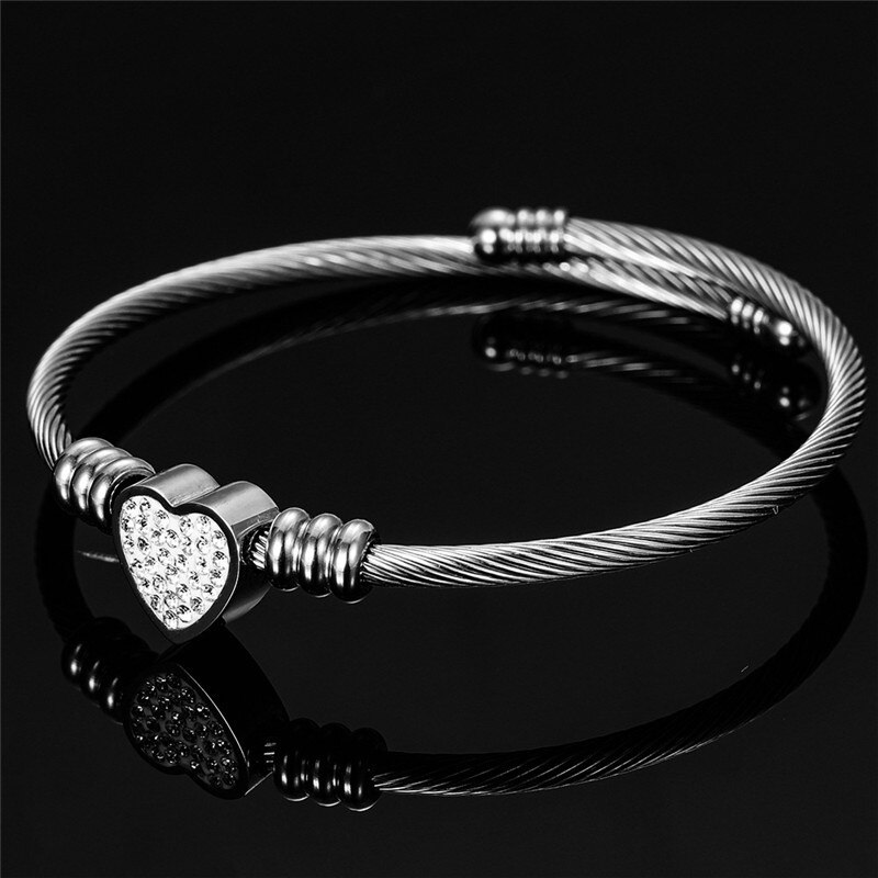 ZORCVENS Neue Liebe Herz Charme Armbänder Für Frauen Gold Silber Farbe Edelstahl Kristall Armbinde & Armreif Schmuck für Frau