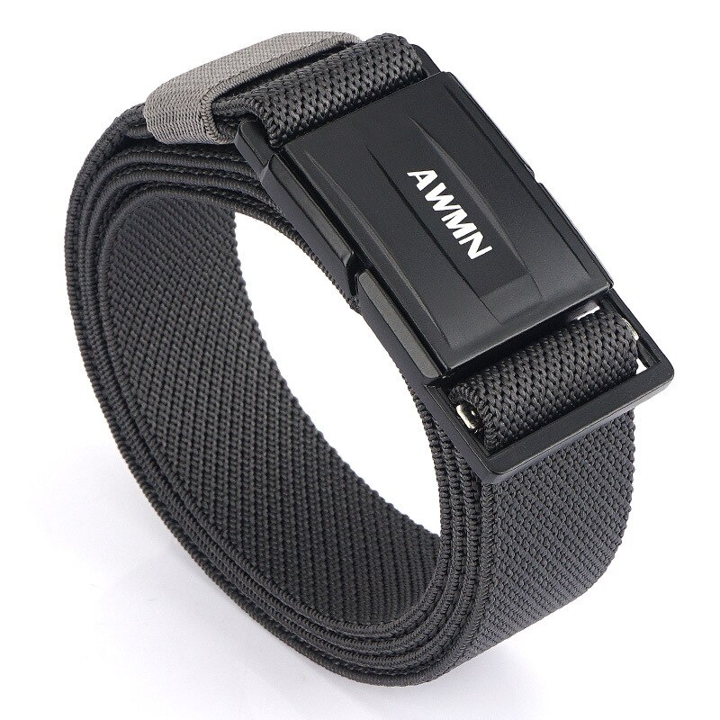 Cinturón de punto de Poliéster elástico para hombre, pretina de , cierre rápido magnético, cm x 125cm, 3,4: Dark Gray