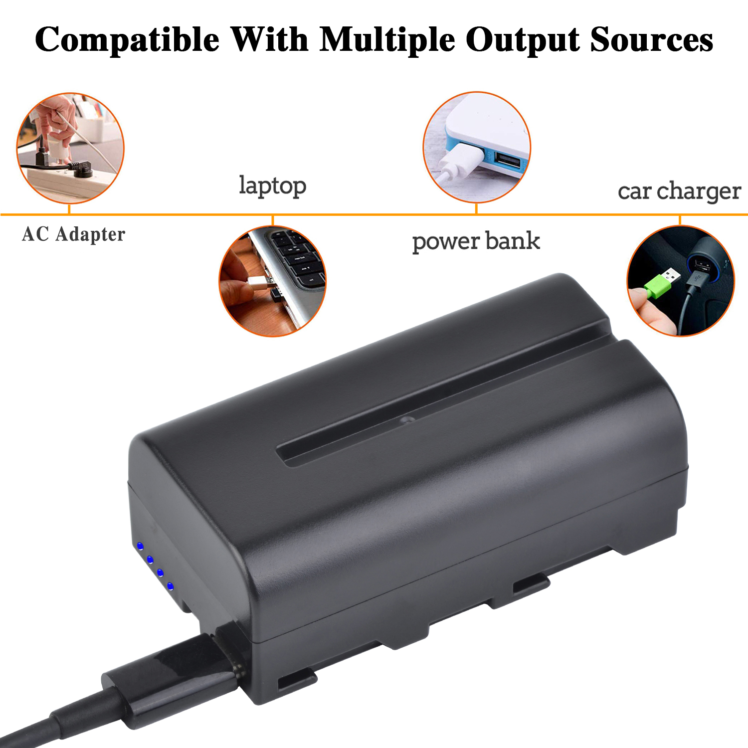 2800 mah innebygd usb-c ladeport batteri for np -f330 np-f530 np f550 np-f570 np-f750 led videolampe fotograferingsbelysning