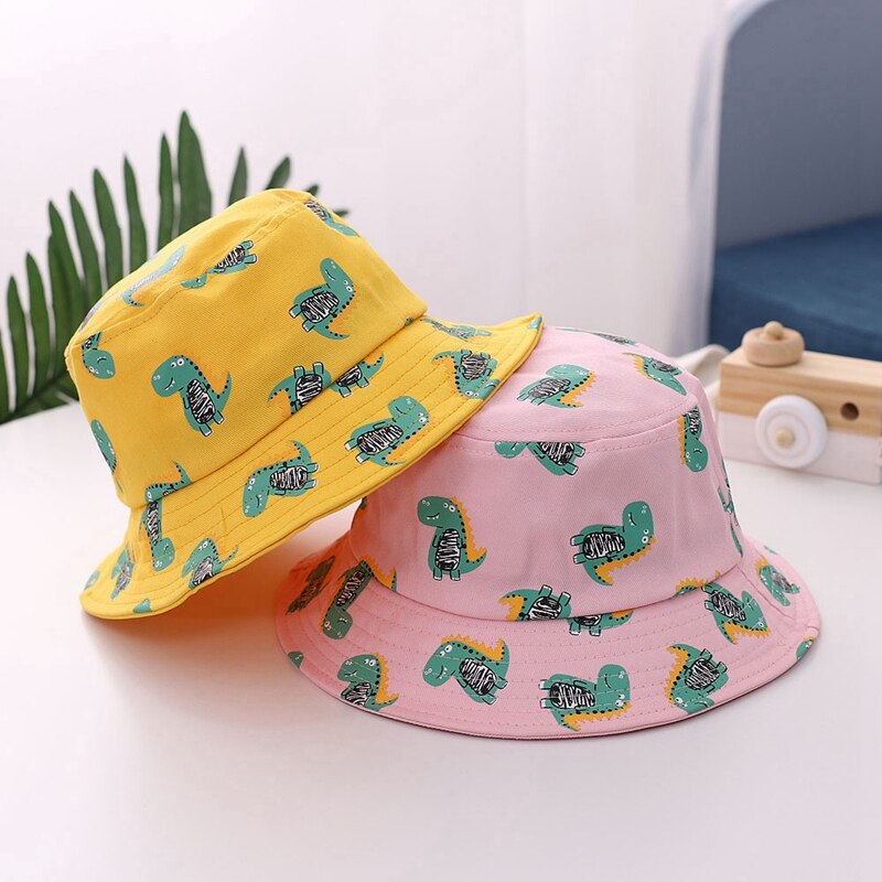 Dinosaure impression chapeau bébé chapeau dessin animé chapeau coton seau chapeau enfants été chapeau de soleil enfant en bas âge garçons filles chapeau