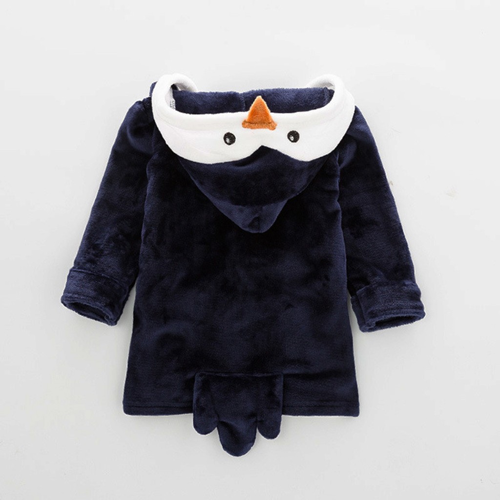 schön Baby Mädchen Karikatur mit Kapuze Bademantel Pinguin Tier Hoodie Baden Handtuch Kleid Kleinkind Flanell Bademantel Sleepwear Schlafanzug Ma8