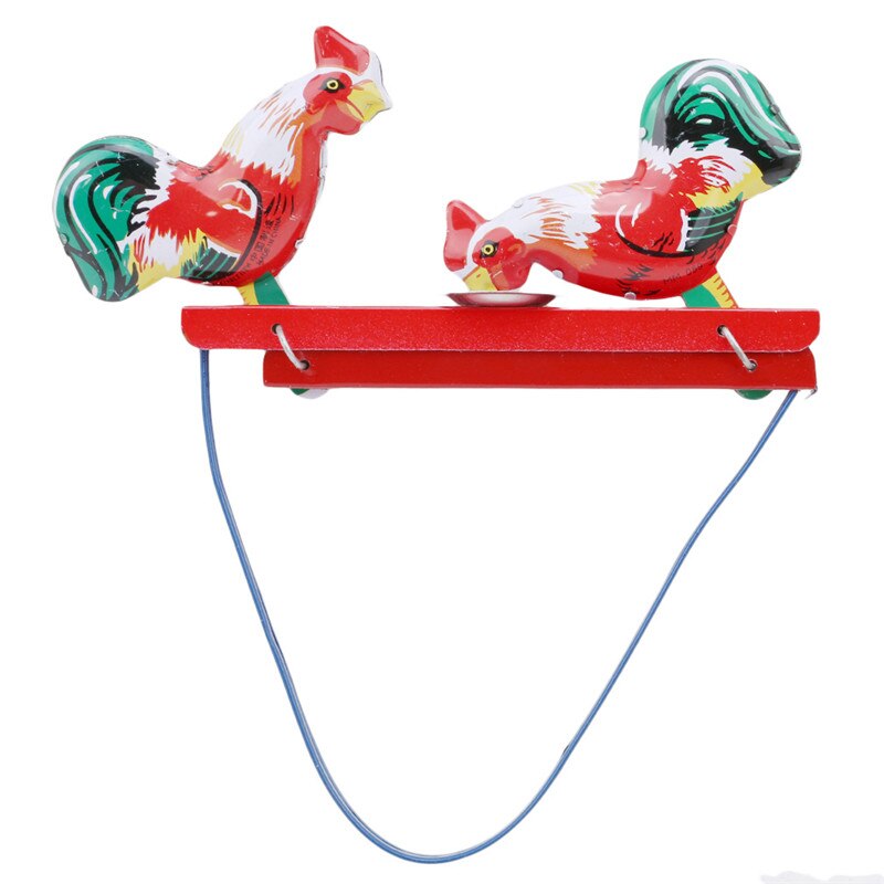 Red Vintage Pecking Chicks Tin Toy Push Switch Collectible