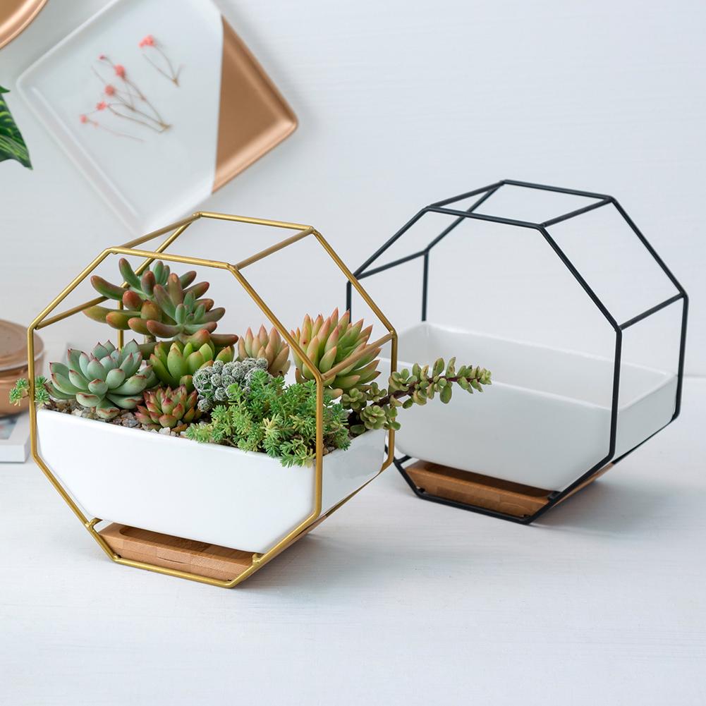 Achthoek Muur Opknoping Vetplant Bloempot Tafel Keramische Schotel Vaas Decor Een Bloempot Plant/Bloempot Planter tuin Groot