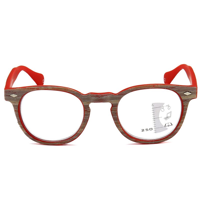 Occhiali da lettura multifocali progressivi in legno imitazione donna e uomo resina HD presbiopia occhiali diottrie 1.0 1.5 2.0 2.5 3.0 3.5