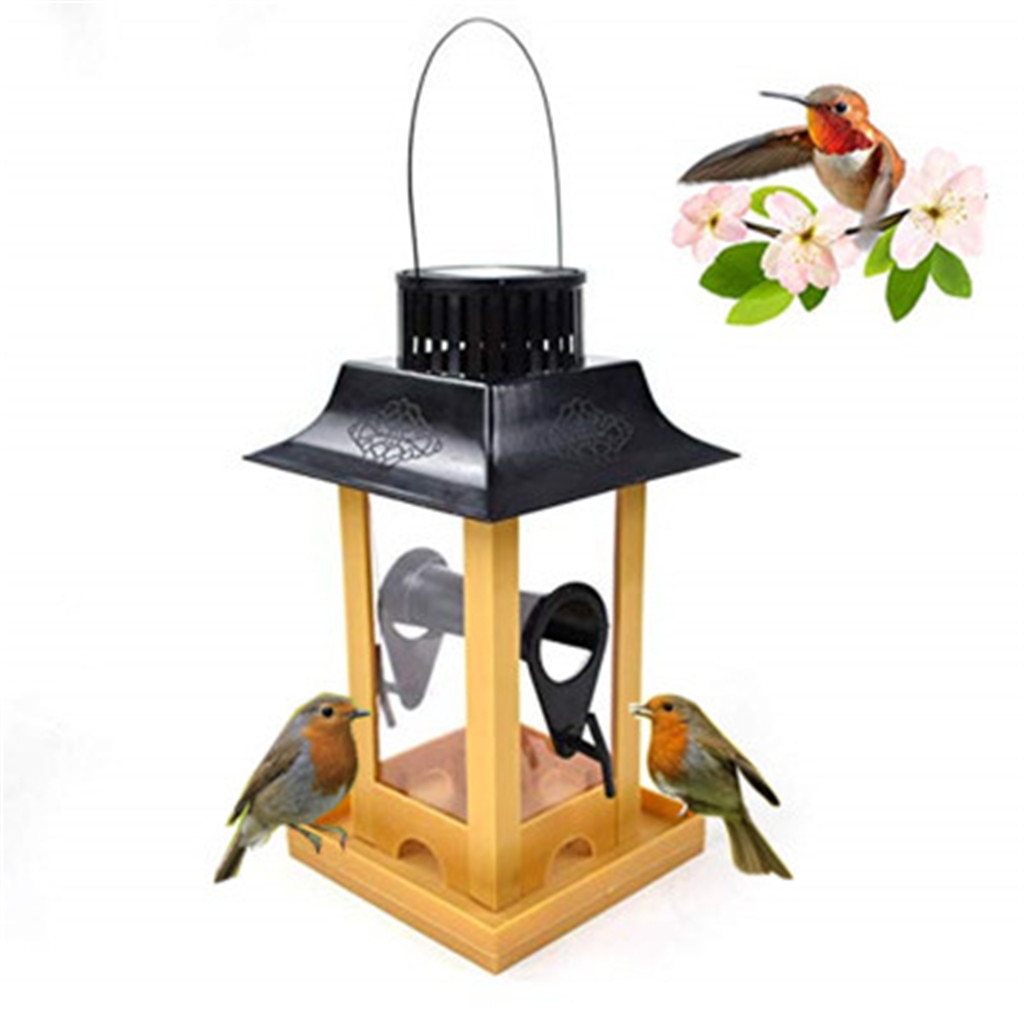 Solar Licht Vogel Feeder Vogel Voeden Station Grote Capaciteit Vogel Voedsel Container Vogel Feeders Huishouden Outdoor Decoratie