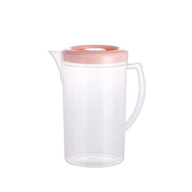 2000ml Plastic Juice Water Bottle Jug Drinkware Large Capacity Bottles Pot Heat Resistant Water Pitcher Household: Pink