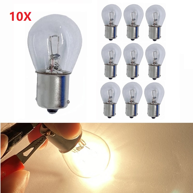 10 Uds 12V 21W 1156 BA15S S25 freno trasero de coche parada luces de marcha atrás bombilla 1157 BAY15D rojo Auto señal de giro bombilla trasera blanco/ámbar: Azul / 4.300 k