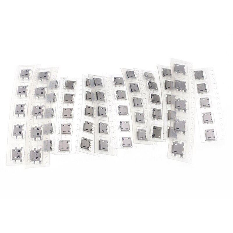 60pcs/lot 5 Pin SMT Socket Connector Micro USB Type B Female Placement 12 Models SMD DIP Socket Connector