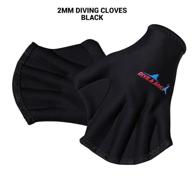 Guantes de buceo de 5mm, 3mm y 2mm, aletas de neopreno para natación, equipo de Surf, Kitesurf, pesca subacuática, Windsurf, guantes de buceo, pesca: DG-009 BK 2MM / M