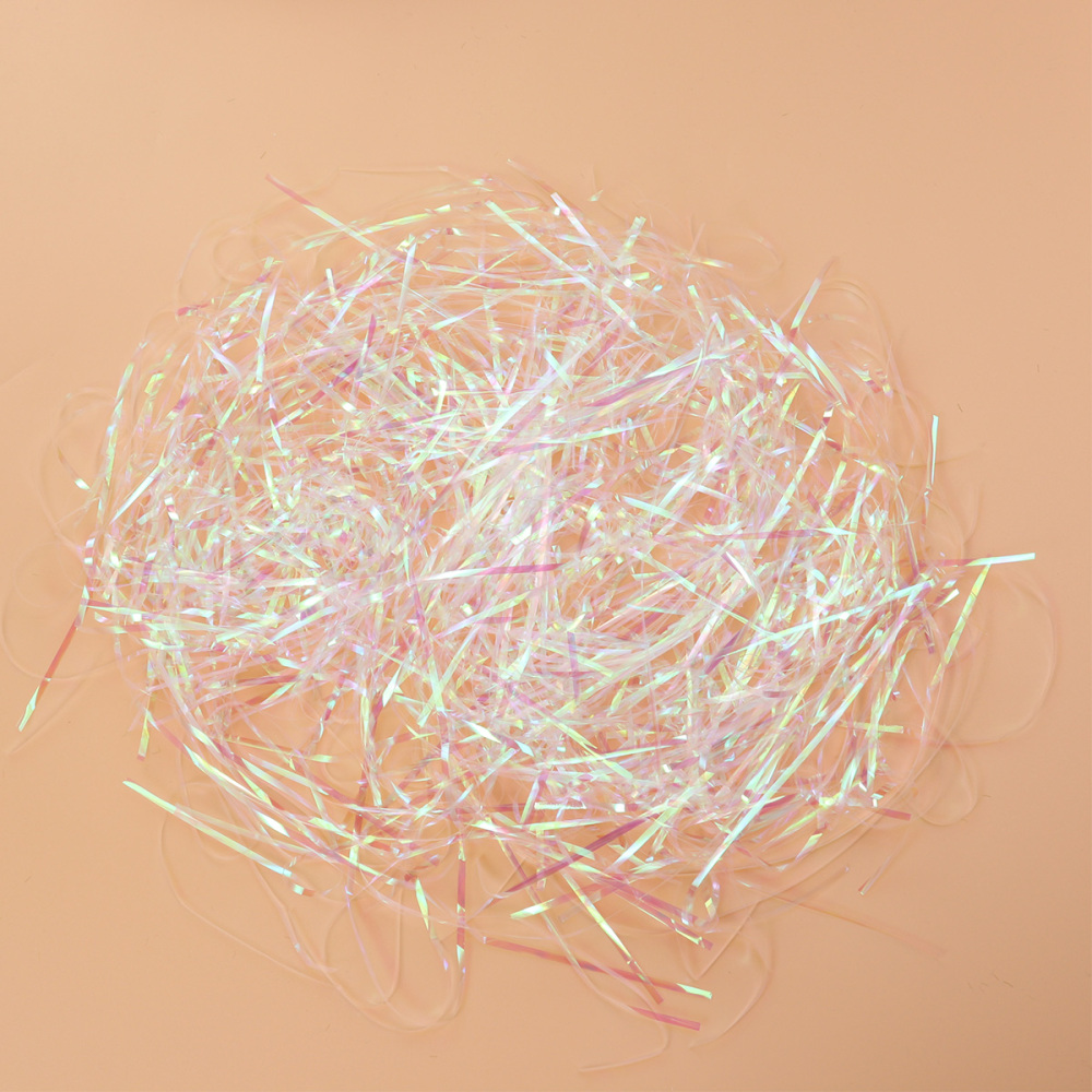 Caja de de seda transparente para mascotas de Symphony con papel triturado, cesto iridiscente, suministros para