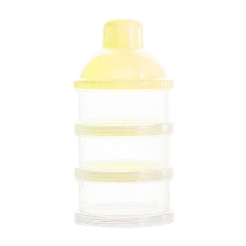 Bærbar baby mælkepulver formel dispenser mad beholder opbevaring bønne boks til baby børn småbørn tre gitter mad opbevaring boks: Gul