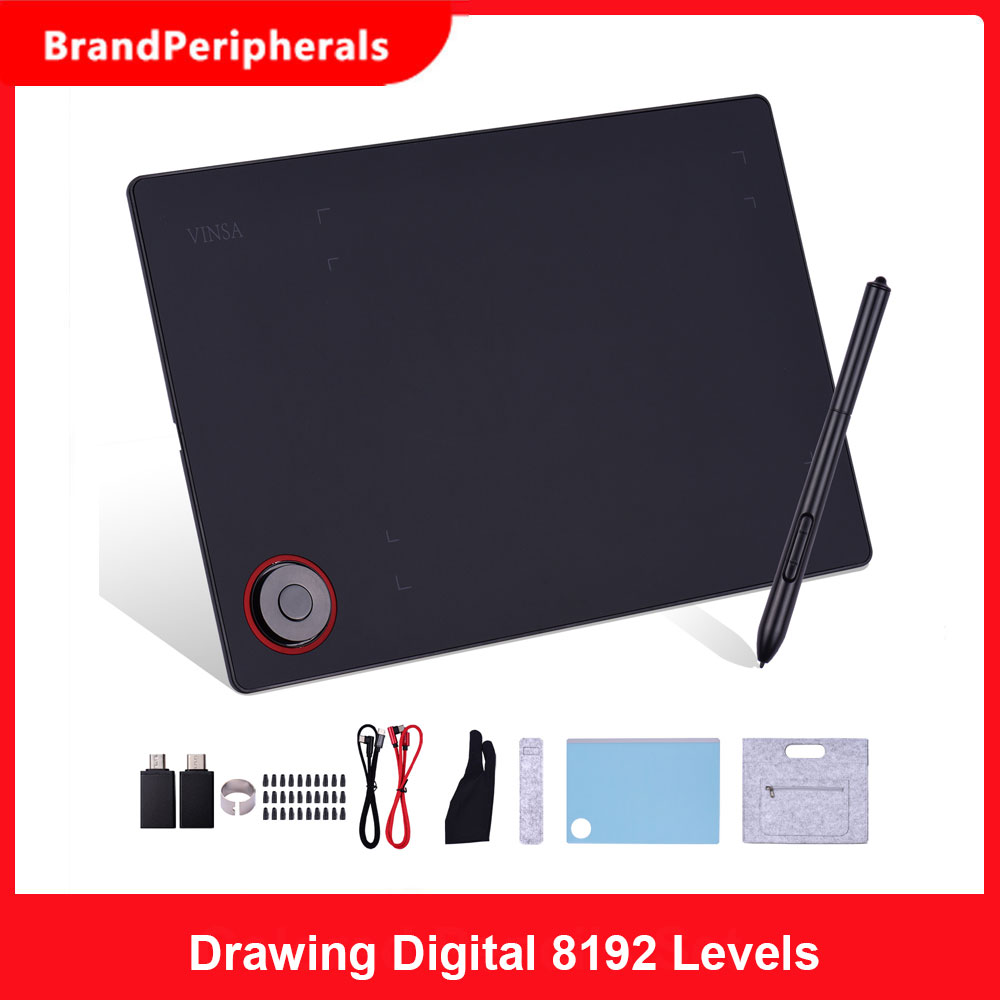 Graphics Drawing Tablet Writing Board Controller Knob 8192 Levels Battery-Free Stylus Support PC/Laptop Connection