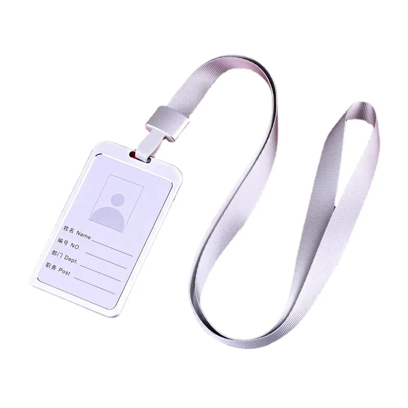 Metal Working Permit Case Badge Holder Exhibition Name ID Card Holder Card Cover Lanyard Staff Work Pass Card Sleeve Neck Strap: PURPLE