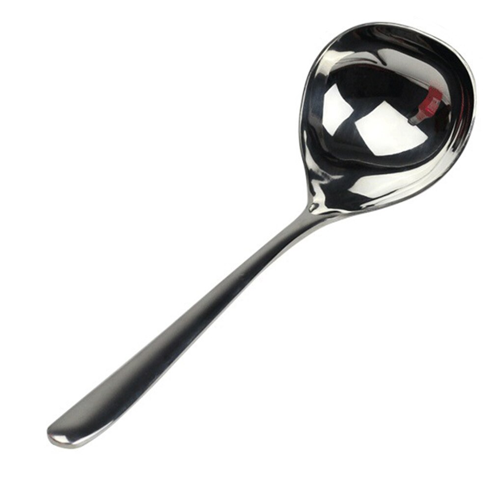 304 Roestvrij Staal Lange Steel Soeplepel Ronde Diner Levert Servies Accessoires Verdiepen Lepel: Zilver