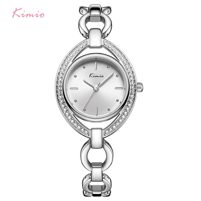 Kimio mærke kvinder luksus krystal unik urskive ur rosa guld hul armbånd kjole ure dame diamant rhinestone armbåndsur: 5470
