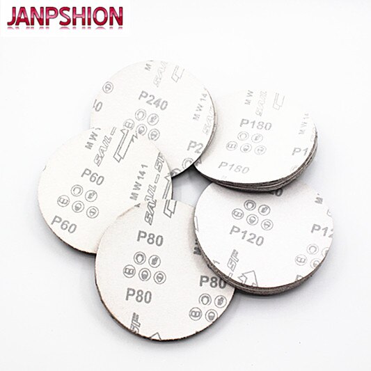 Janpshion 50pc hiomapaperi hiekkapaperi flocking itseliimautuva hiomakone 7 &quot; 180mm rouhea 60 80 120 180 240 punainen pyöreä