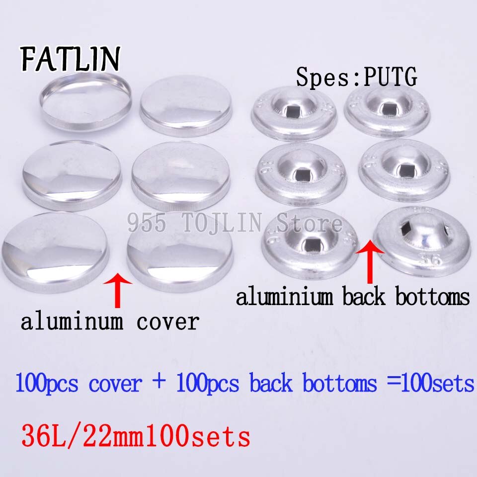 100 set 36l aluminiumklädda tygknappar handgjorda handgjorda metallformar brödform runt tyg fatlin: 36 l 100 set knappar a