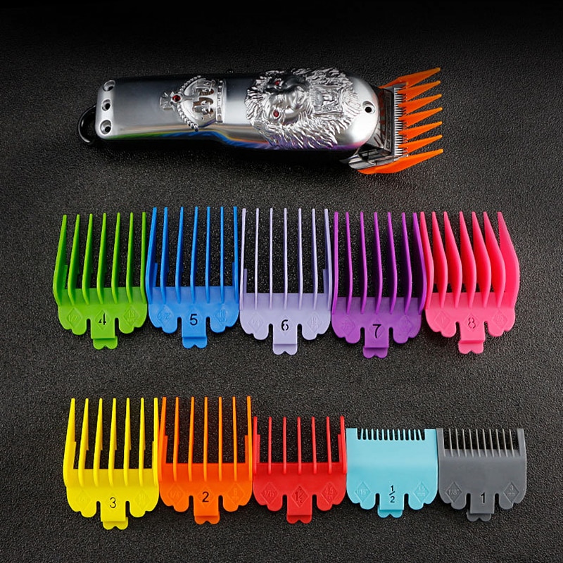 10 unids/set pelo peines de cortadora guía Kit Multi-de plástico de color de pelo guardias archivos adjuntos 3-25mm Universal de corte de pelo herramientas