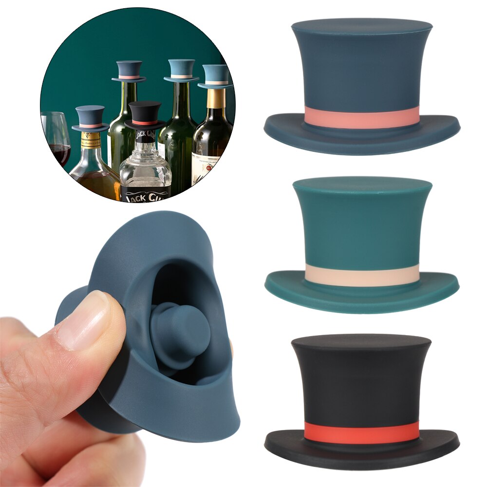 1PC Top Hat Shape Silicone Wine Bottle Stopper Champagne Wine Beer Bottle Cork Sealer Plug Wine Cap Bar Kitchen Tool
