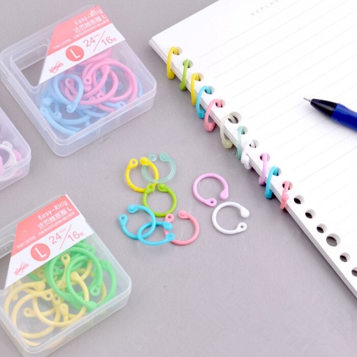 SHARKBANG S/L/XL Candy Color Loose Leaf Binder Book Rings 8/16/30pc In Transparent Box Buckle Rings Stationery Supplies