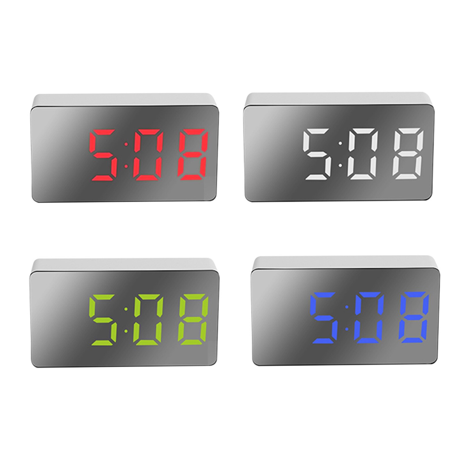 Clock Alarm LED Mirror Clock Electronic Digital Travel Clock Alarm Clock Mirror Car Clock USB Powered Electronic Desktop Clocks