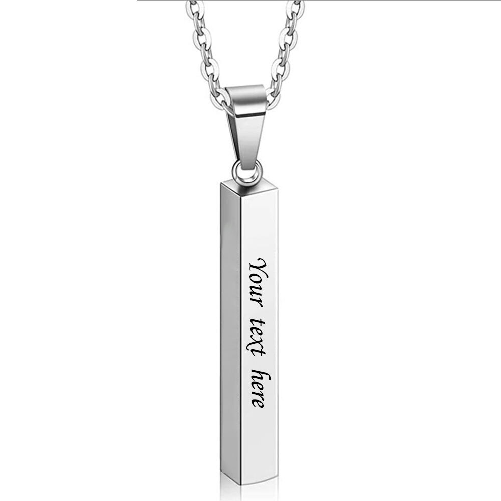 Vertical Bar Always in my heart Necklace Stainless Steel Pendant Necklace For Women/Men Anniversary: Customized