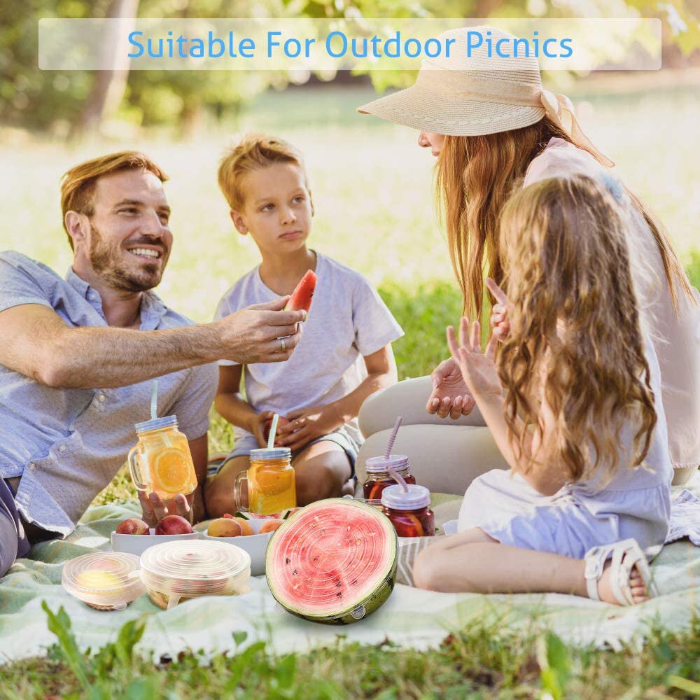 6/12 stk silikone låg til køkkengrej skål universal silikonelåg mad genanvendelige stræklåg madindpakning skål køkkenpropper