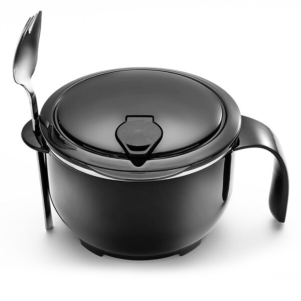 Rustfrit stål madkasse til børn bento kasse med opvarmningstermos til mad madkasse opvarmet beholder til mad køkken måltid prep: Sort 1.2l