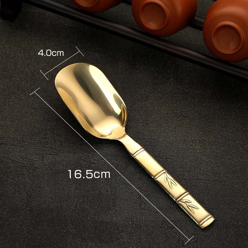 Chinese Tea Spoons Copper Tea Scoop Spoon Tea Leaves Chooser Holder Chinese Kongfu Tea Accessories Tools: Orange