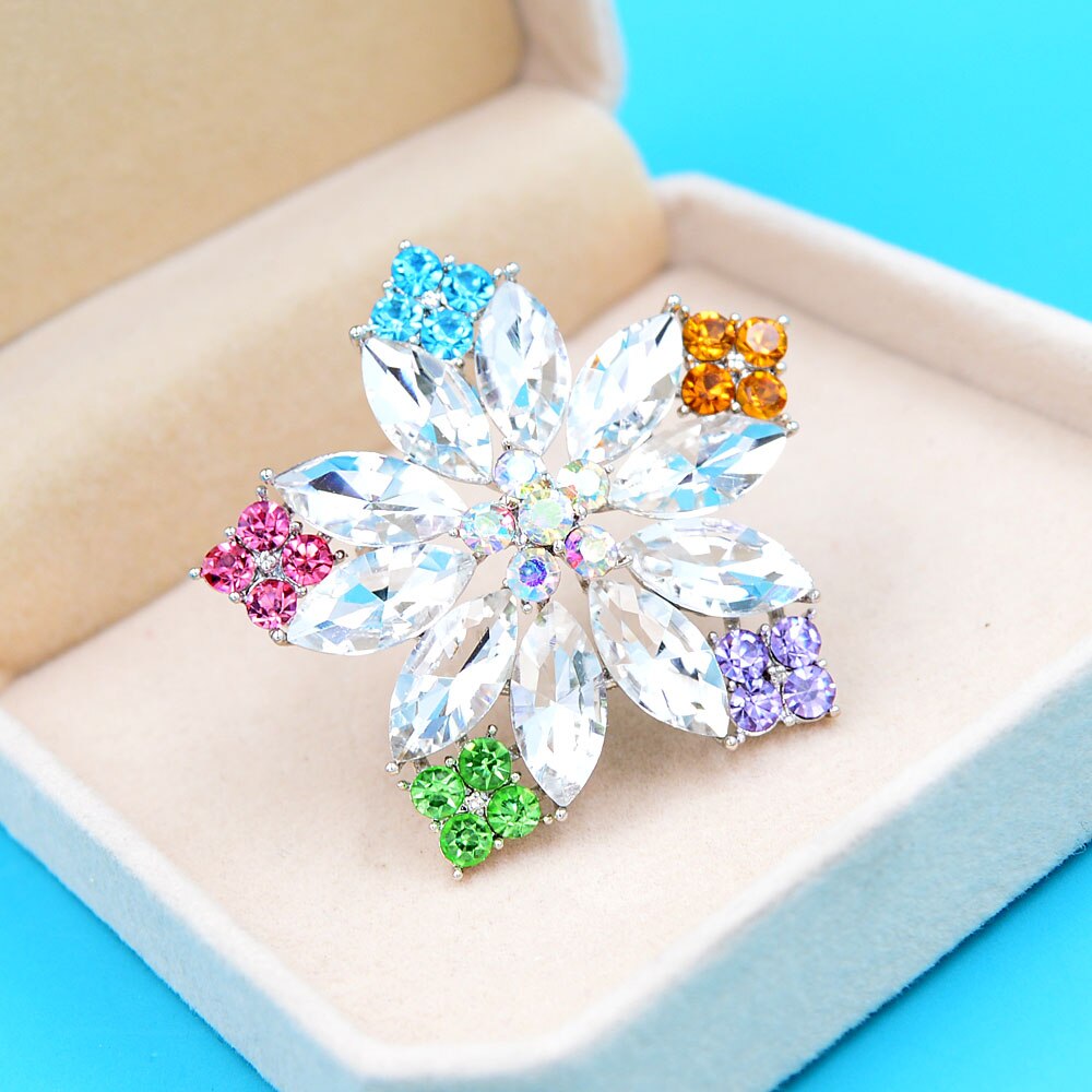 Cindy xiang cristal bela flor broches para as mulheres brilhando moda colorida planta pino broche acessórios do casaco de alta qualidade