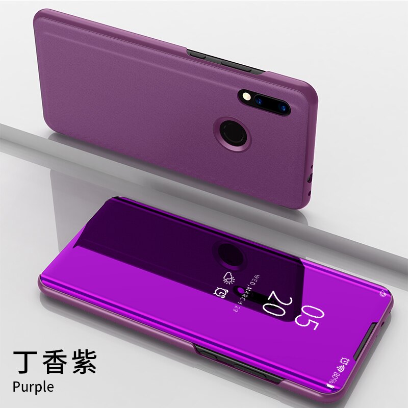 per ZTE V10 Caso di Vita Dello Specchio di Lusso di Vibrazione Del Cuoio Cassa Del Telefono per ZTE lama V10 Vita Del Basamento di Protezione Del Telefono Antiurto sacchetto Della Copertura: viola