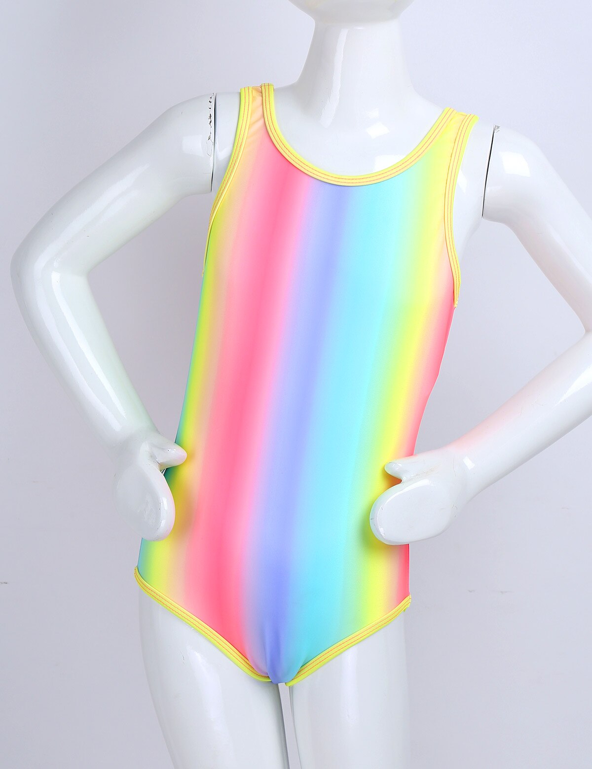 8-16 Years Teenager Girl Swimsuit Kids One Piece Rainbow Color Children Swimwear Bandage Toddler Girls Bathing Suit Beach Wear