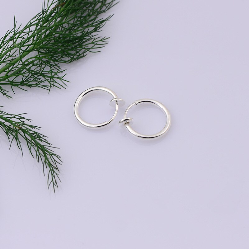 Einfache Punk Bar Lappen durchbohren Zunge Bauch Lippe Ring Knorpel Ohrringe Brincos Für Frauen ErkläSprosse Ohr Schmuck Nase Ringe: Silber-