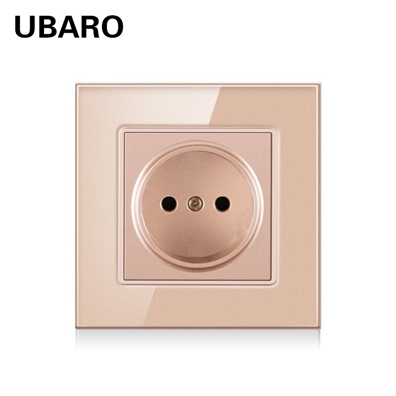 UBARO-Panel de cristal de lujo, enchufe de pared oculto eléctrico, tipo AC100-250V, 86, 16A: ES-86-G1