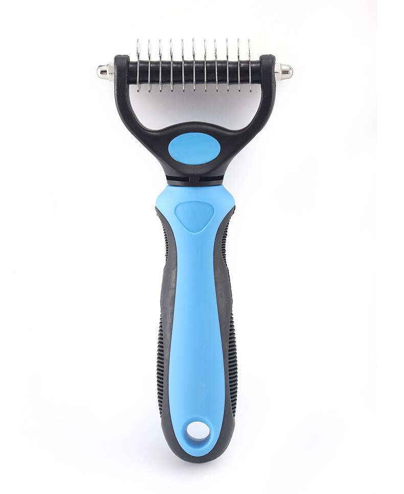 Ontharing Kam Voor Honden Kat Ontklitter Bont Trimmen Dematting Deshedding Borstel Grooming Tool Rvs Huisdieren Kam: blue