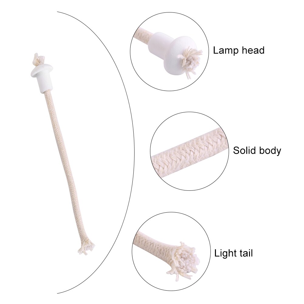 7Pcs Ceramic Holders Torch Wine Bottle Oil Candle Lamp Fiber Glass Heat-Resistant Kerosene Wick