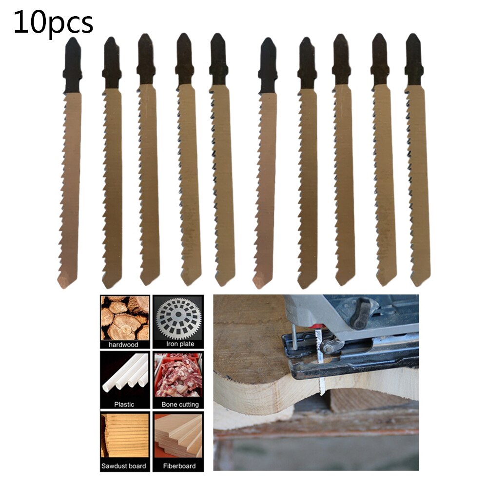 10PC Jigsaw Blades For T101BR Down Cutting Laminates Veneers HCS For Black & Decker Jigsaw Chainsaw Tools For Wood DIY