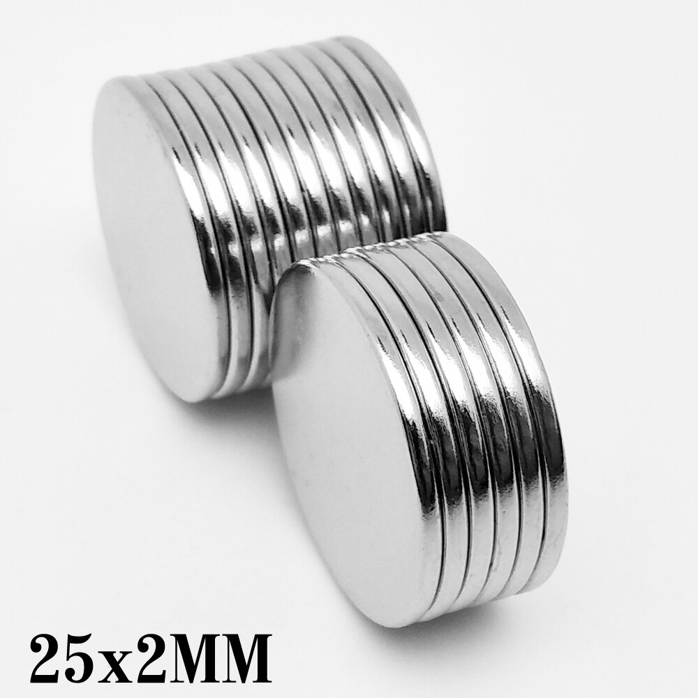 5/10/20//30/50 stk 25 x 2 mm runde stærk kraftig magnetisk magnet 25mm x 2mm skiver neodym magnet 25 x 2mm permanente magneter 25*2