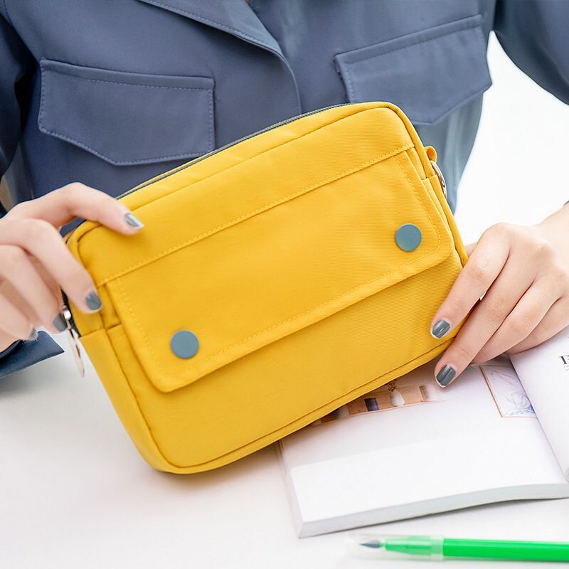 Minkys Eenvoudige Serie Grote Capaciteit Pencilcase Potlood Tas Desktop Opbergtas Waterdichte Potlood Pouch Kawaii School Stationery: yellow