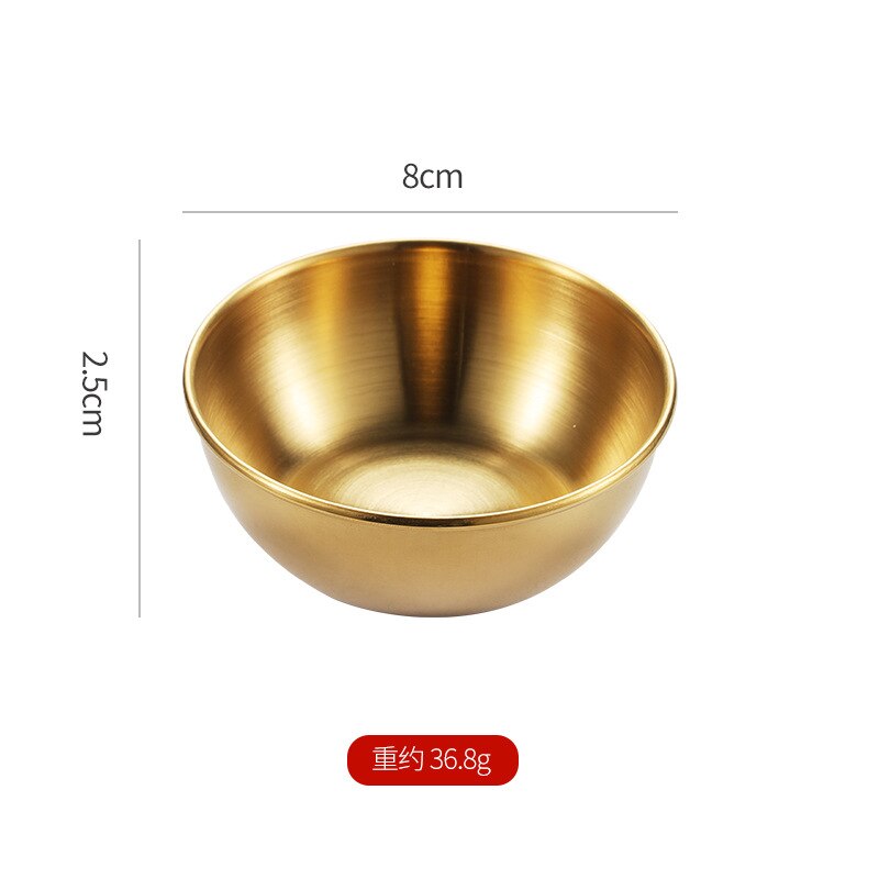 Stainless Steel Soy Sauce Dish Round Small Dish Golden Sauce Seasoning Dish Home Hotel Kitchen Japanese Dipping Sauce Dish: gold