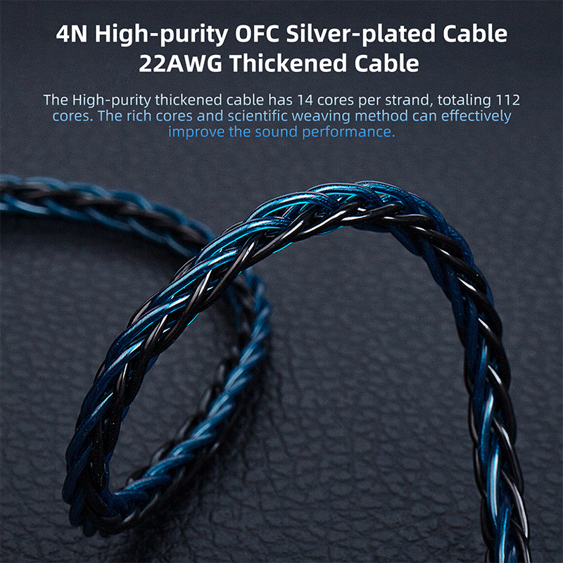 KBEAR ST12 8-core HiFi Oortelefoon 4N OFC verzilverd Verbeterde Kabel 3.5/4.4mm MMCX/0.78mm 2Pin voor Lark Rosefinch KS1